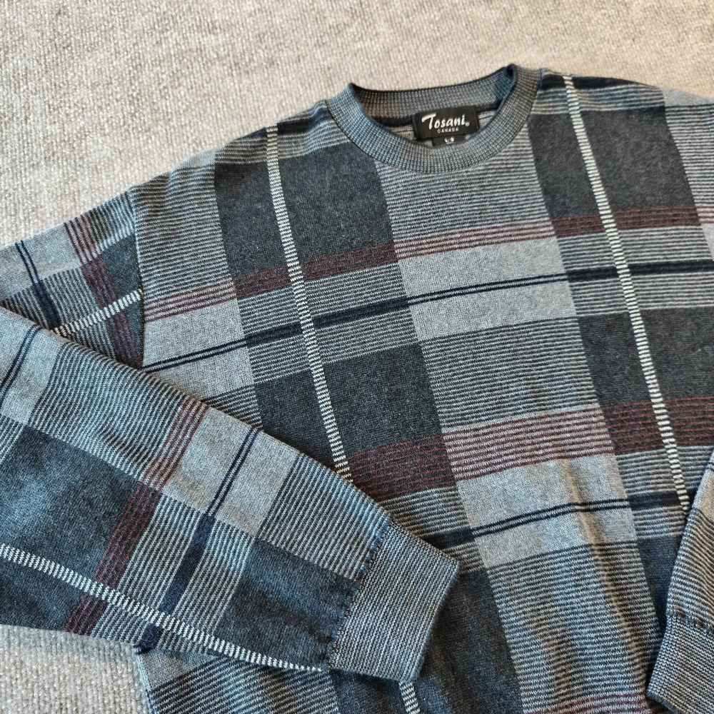 Vintage Tosani Stripes Patterned Cotton Knit Sweater‎ Fits Mens Size L